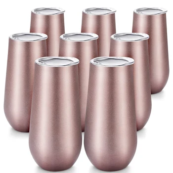 8 Packs Stemless Champagne Flutes Wine Tumbler, 6 OZ Double-Insulated Wine Tumbler with Lids Unbreakable Cocktail Cups
8 Packs Stemless Champagne Flutes Wine Tumbler, 6 OZ Double-Insulated Wine Tumbler with Lids Unbreakable Cocktail Cups