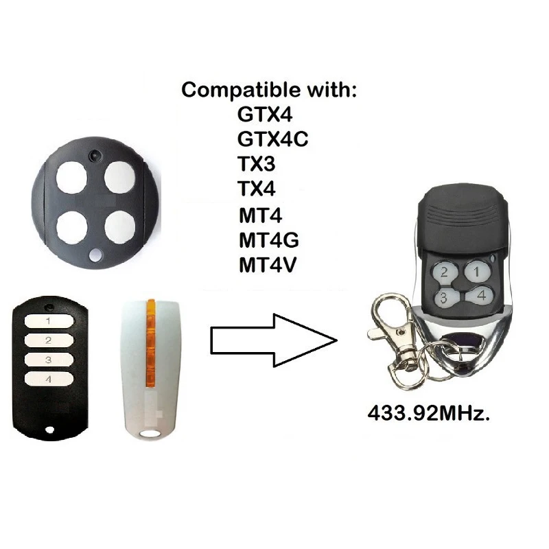 For GTX4 GTX4C TX4 garage remote control RF rolling code garage door opener 433mhz
For GTX4 GTX4C TX4 garage remote control RF rolling code garage door opener 433mhz