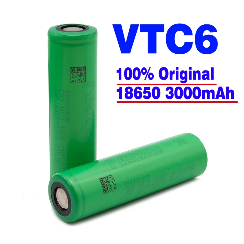 2/3/4/6 PCS 100% original de VTC6 3,7V 3000 mAh Li-ion recargable 18650 batera vtc6 30A cigarrillo electrnico juguetes de her
2/3/4/6 PCS 100% original de VTC6 3,7V 3000 mAh Li-ion recargable 18650 batera vtc6 30A cigarrillo electrnico juguetes de her
