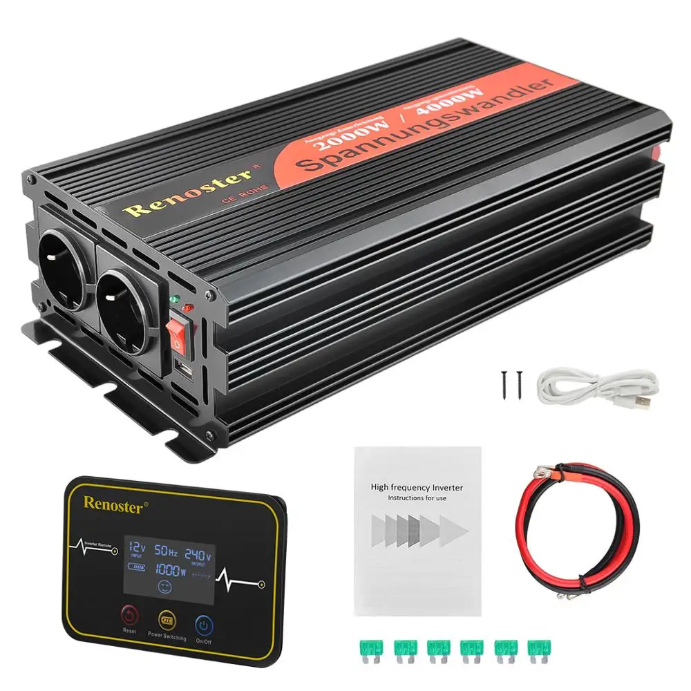 Modified Sine Wave power inverter DC 12v to AC 220v 2000w 4000w max power inver with remote controller converter gardent car
Modified Sine Wave power inverter DC 12v to AC 220v 2000w 4000w max power inver with remote controller converter gardent car