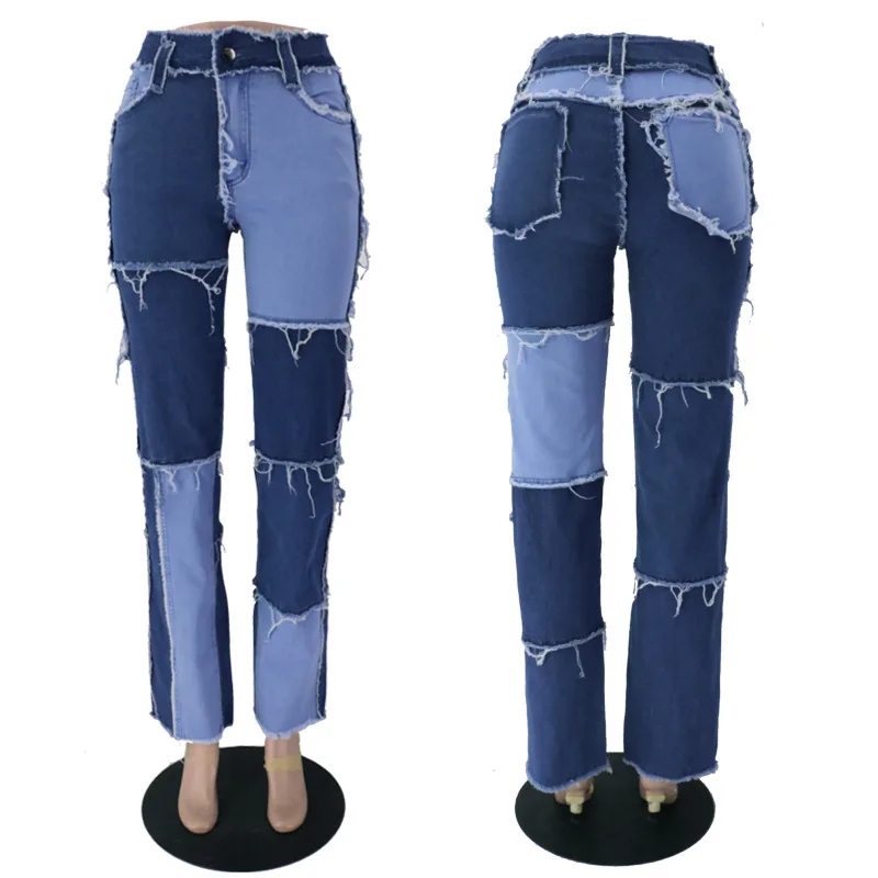 

2020 Factory Direct Supply Cross-Border Wish AliExpress EBay High Elastic Stitching Women's Straight Jeans