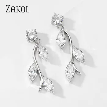 ZAKOL New Arrival Women Temperament Bride Wedding Earrings Leaf Shape Zircon Dangle Earring Jewelry Gift FSEP2633
ZAKOL New Arrival Women Temperament Bride Wedding Earrings Leaf Shape Zircon Dangle Earring Jewelry Gift FSEP2633