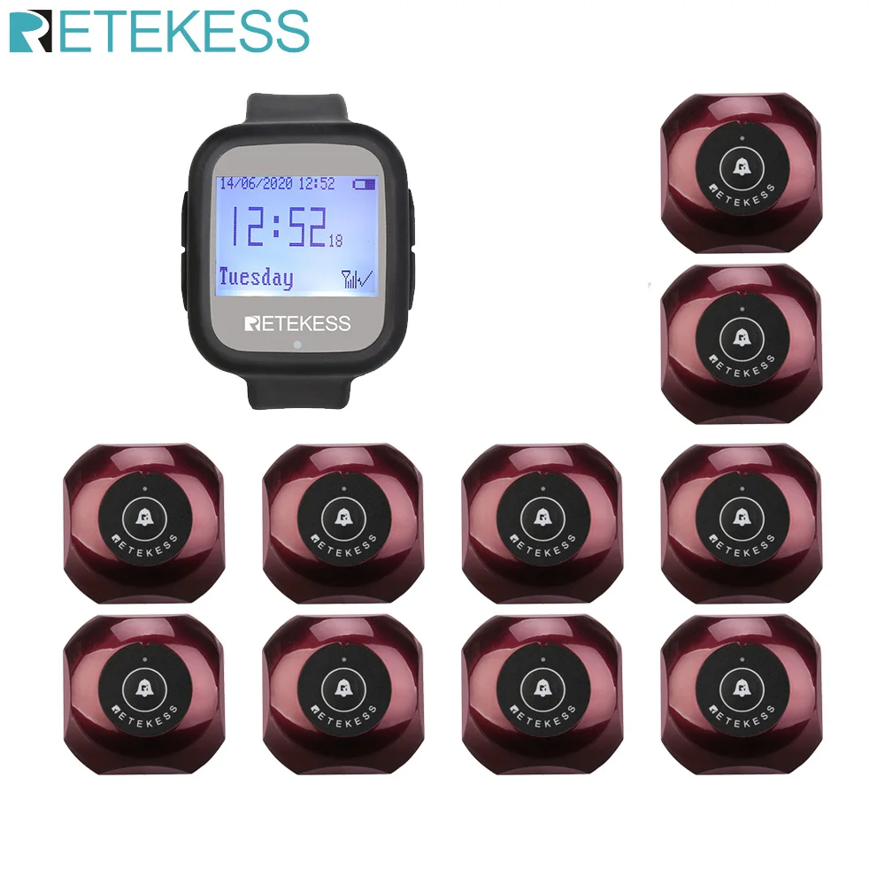 Retekess pager Waiter Calling System 1 T106 Watch Receiver + 10pcs TD013 Call Button wireless call Restaurant Equipment cater
Retekess pager Waiter Calling System 1 T106 Watch Receiver + 10pcs TD013 Call Button wireless call Restaurant Equipment cater