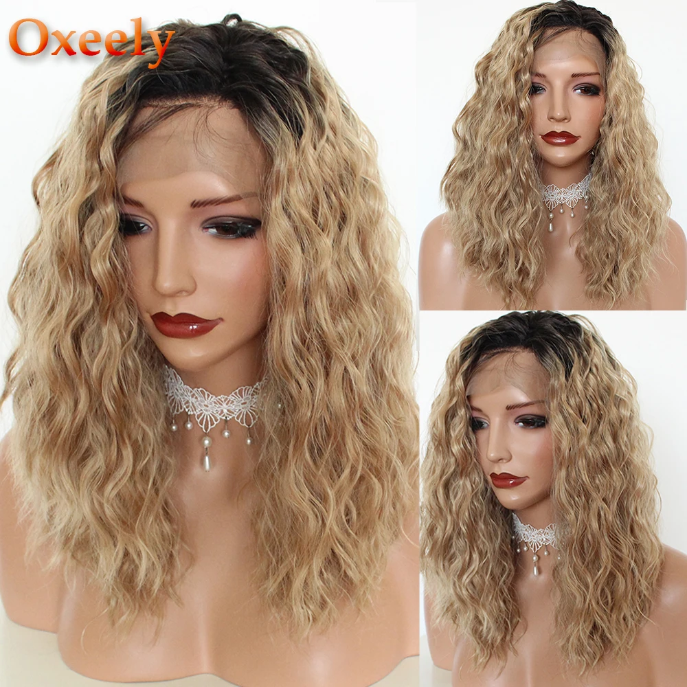 Oxeely Ombre Blonde Long Loose Curly Hair Synthetic Lace Front Wigs Glueless #1B/27 Loose Curls Lace Front Wig for Fashion Women
Oxeely Ombre Blonde Long Loose Curly Hair Synthetic Lace Front Wigs Glueless #1B/27 Loose Curls Lace Front Wig for Fashion Women