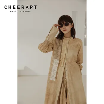 CHEERART Women Fashion 2020 Long Shirt Khaki High Neck Long Lantern Sleeve Blouse Ruffles High Designer Butto Up Shirt Clothing
CHEERART Women Fashion 2020 Long Shirt Khaki High Neck Long Lantern Sleeve Blouse Ruffles High Designer Butto Up Shirt Clothing