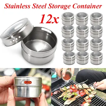 Magnetic Spice Jar Set 12pcs Stainless Steel Spice Tins Spice Storage Container Pepper Seasoning Sprays Tools Spice Jar
Magnetic Spice Jar Set 12pcs Stainless Steel Spice Tins Spice Storage Container Pepper Seasoning Sprays Tools Spice Jar