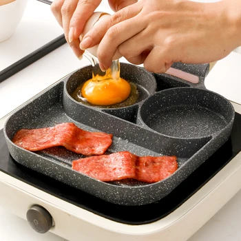3-hole Omelet Pan With Instruction Eggs Ham Steak Frying Pans Non-stick Oil-smoke Breakfast Kitchen Cookware Cooking Bacon Pan
3-hole Omelet Pan With Instruction Eggs Ham Steak Frying Pans Non-stick Oil-smoke Breakfast Kitchen Cookware Cooking Bacon Pan