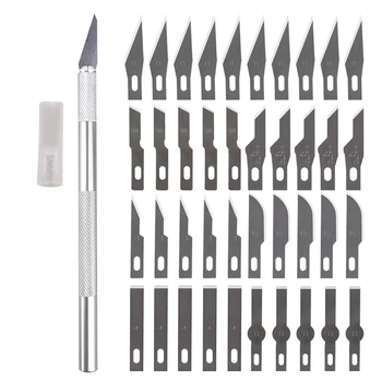 Non-Slip Metal Scalpel Knife Tools Kit Cutter Engraving Craft knives + 40pcs Blades Mobile Phone PCB DIY Repair Hand Tools
Non-Slip Metal Scalpel Knife Tools Kit Cutter Engraving Craft knives + 40pcs Blades Mobile Phone PCB DIY Repair Hand Tools
