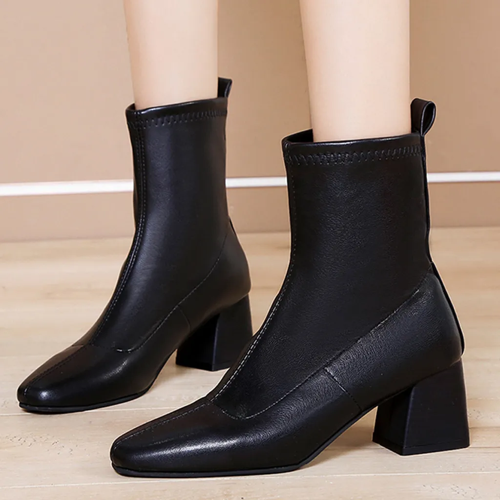 35#Fashion Women Suqare Heels Slip-On Pure Color Middle Tube Boot Round Toe Shoes Botines de mujer
35#Fashion Women Suqare Heels Slip-On Pure Color Middle Tube Boot Round Toe Shoes Botines de mujer