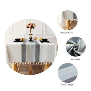 Rectangular Cotton Linen Tablecloth with Tassel Edge Dust-Proof Washable Dining Table Cover Grey Stripe140X180CM
Rectangular Cotton Linen Tablecloth with Tassel Edge Dust-Proof Washable Dining Table Cover Grey Stripe140X180CM