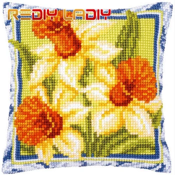 Cross Stitch Cushion Daffodils Tulips Make Your Own Pillow Chunky Cross Stitch Kits Pre-Printed Canvas Acrylic Yarn Pillow Case
Cross Stitch Cushion Daffodils Tulips Make Your Own Pillow Chunky Cross Stitch Kits Pre-Printed Canvas Acrylic Yarn Pillow Case