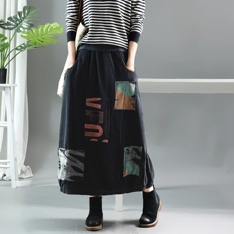 Для женщин юбка осень-зима модные тонкие типа Вельветовая 2019 новинка эластичная