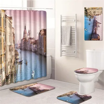 Shower Curtain Bathroom Mat Toilet Cover Mat Absorbent Non-Slip Home Mat Kitchen Pad Five-Piece Carpet
Shower Curtain Bathroom Mat Toilet Cover Mat Absorbent Non-Slip Home Mat Kitchen Pad Five-Piece Carpet