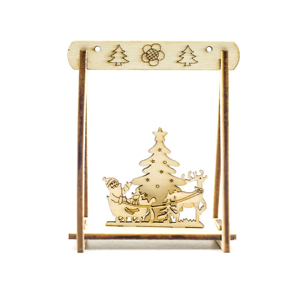 stitching wood christmas tree hanging decorations table ornament