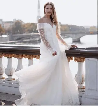 Boho Wedding Dress 2020 Long Sleeve Elegant A-Line V Back Court Train Gorgeous White robe de mariage Floor Length Bridal Beach
Boho Wedding Dress 2020 Long Sleeve Elegant A-Line V Back Court Train Gorgeous White robe de mariage Floor Length Bridal Beach