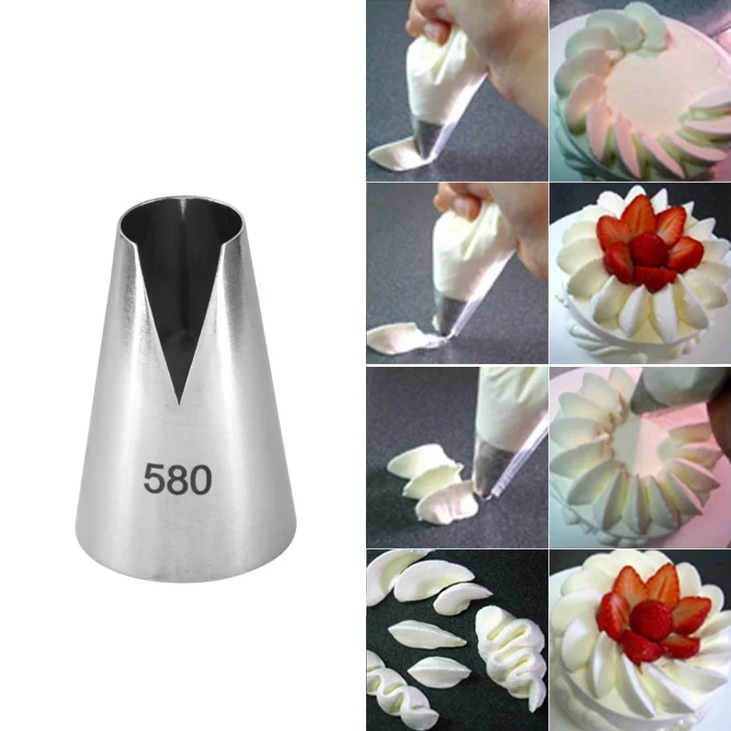 

580# Ruffle Tips Stainless Steel Icing Piping Nozzles Cake Decorating Pastry Tip Sets Cupcake Tools Bakeware