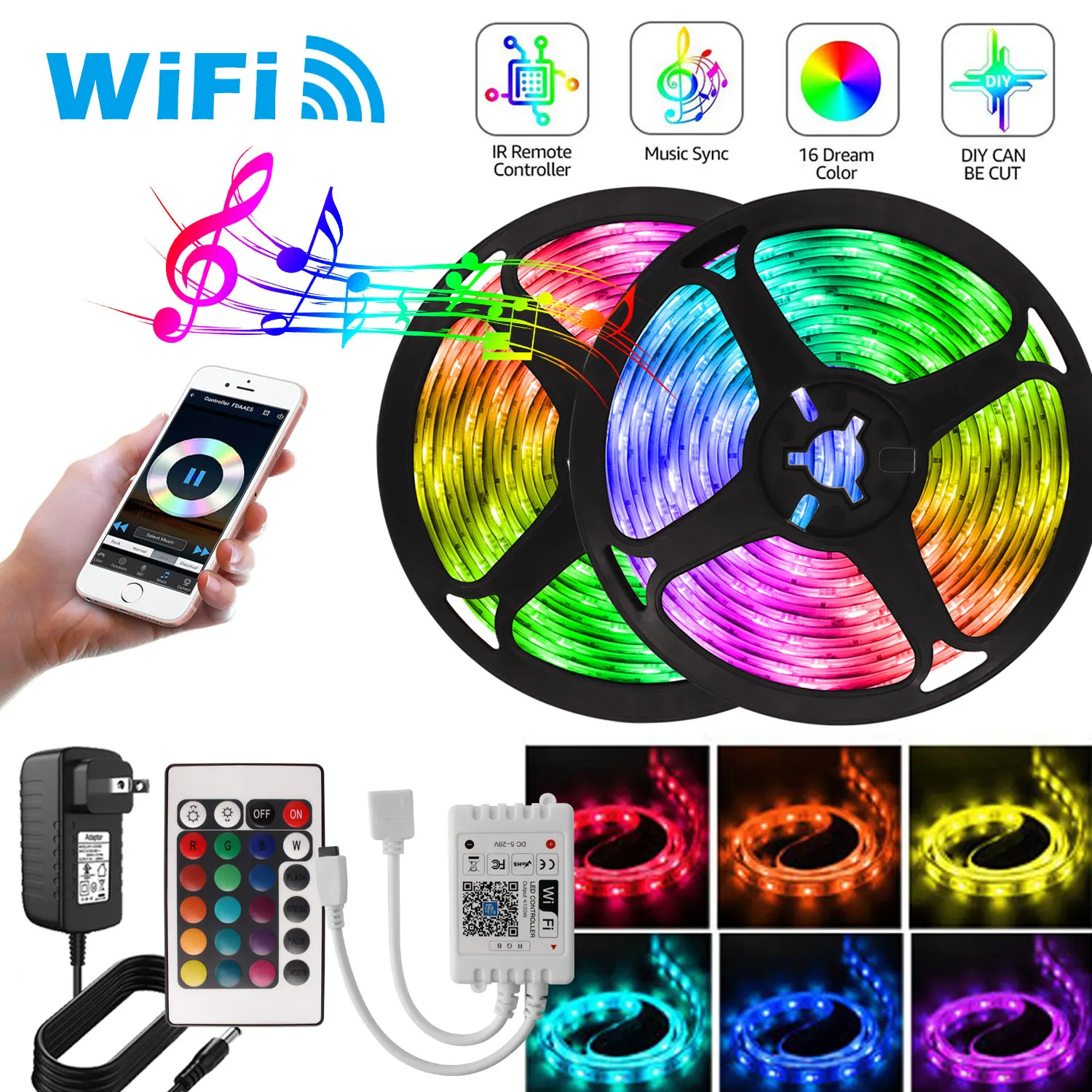 WIFI Neon Strip Luces Led de Colores DC 12V LED Light Strip for Room Ceiling Decoration Christmas Lights Rgb tape SMD 5050 2835
WIFI Neon Strip Luces Led de Colores DC 12V LED Light Strip for Room Ceiling Decoration Christmas Lights Rgb tape SMD 5050 2835