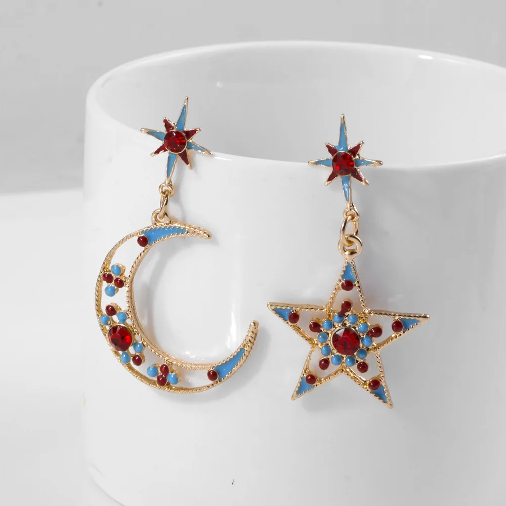 Bohemia Rainbow CZ Cubic Zirconia Moon Star Dangle Earrings for Women Asymmetry Trendy Design Statement Ear Charms Jewelry Gifts
Bohemia Rainbow CZ Cubic Zirconia Moon Star Dangle Earrings for Women Asymmetry Trendy Design Statement Ear Charms Jewelry Gifts