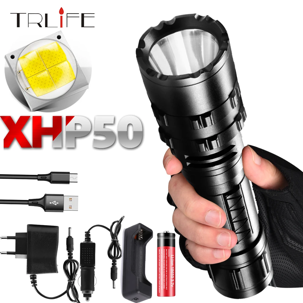 Xlamp XHP50 LED Flashlight USB Rechargeable Aluminum Hunting Light L2 Waterproof Torch Powerful 18650 26650 Lanterna
Xlamp XHP50 LED Flashlight USB Rechargeable Aluminum Hunting Light L2 Waterproof Torch Powerful 18650 26650 Lanterna