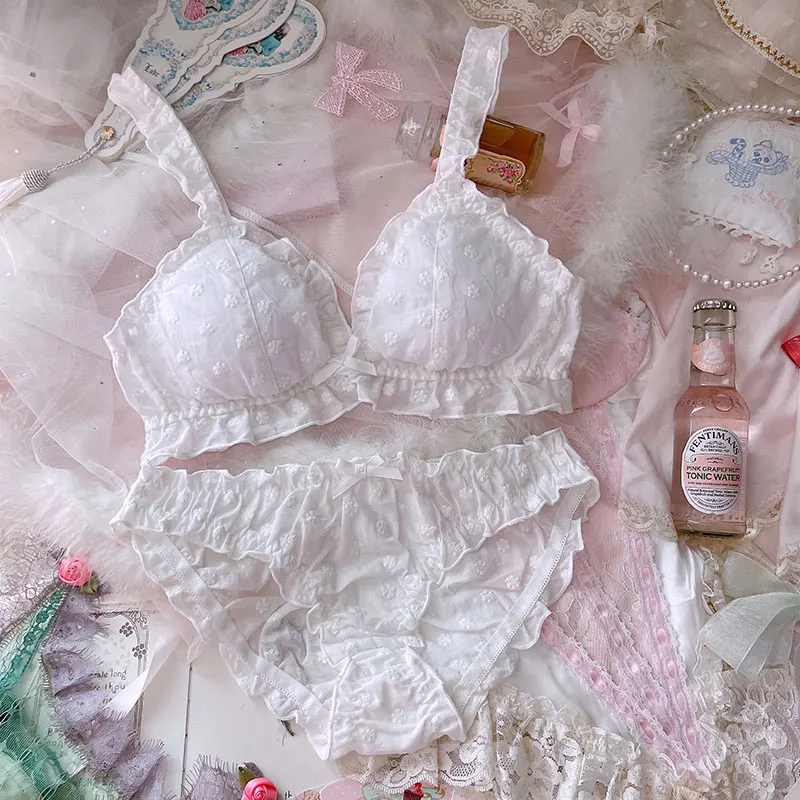 French Retro Pure Desire Bra & Brief Sets Cute Lolita Maiden Cotton White Lace Flower Thin Underwear Lovely Pure Color Panties
French Retro Pure Desire Bra & Brief Sets Cute Lolita Maiden Cotton White Lace Flower Thin Underwear Lovely Pure Color Panties