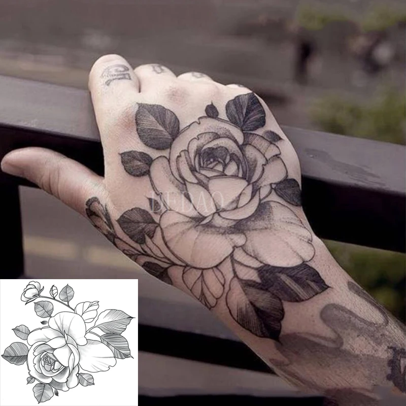 Fashion Water Transfer Tattoo Rose Peony Body Makeup Large Size Tattoos Rhododendron Waist Temporary Tatoo Sticker for Woman Men
Fashion Water Transfer Tattoo Rose Peony Body Makeup Large Size Tattoos Rhododendron Waist Temporary Tatoo Sticker for Woman Men