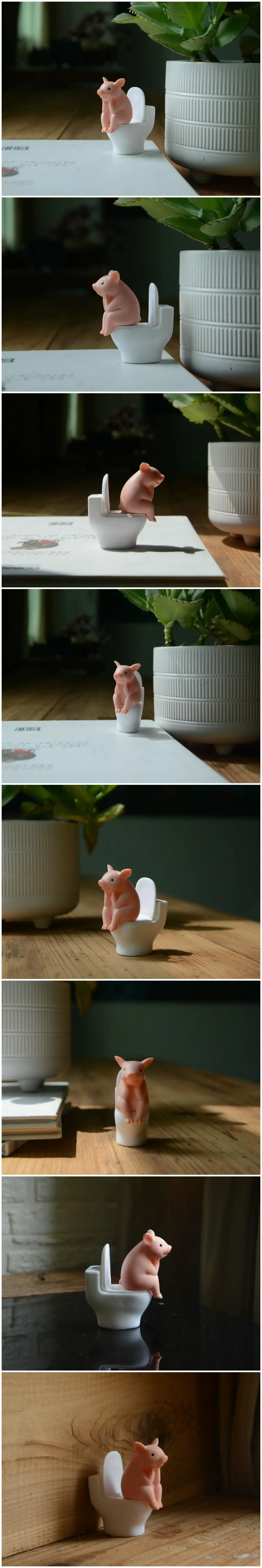 Generic Cute Pig Sitting On Toilet Animal Pig PVC Model Action Figure
