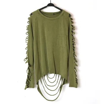 street punk Fashion women's hole personality tassel pocket loose t-shirt female Vintage Washing Cotton Women's Clothing Clothes
street punk Fashion women's hole personality tassel pocket loose t-shirt female Vintage Washing Cotton Women's Clothing Clothes