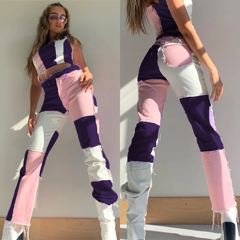 2020 New Streetwear Jeans For Women High Waist Hip Hop Straight Denim Trousers Patchwork Design Causal Ladies jean Pants Femme
2020 New Streetwear Jeans For Women High Waist Hip Hop Straight Denim Trousers Patchwork Design Causal Ladies jean Pants Femme