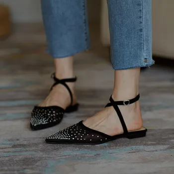 kmeioo genuine leather shoes summer female jewel flat sandals ankle strap flats pointed toe flat shoes 
kmeioo genuine leather shoes summer female jewel flat sandals ankle strap flats pointed toe flat shoes