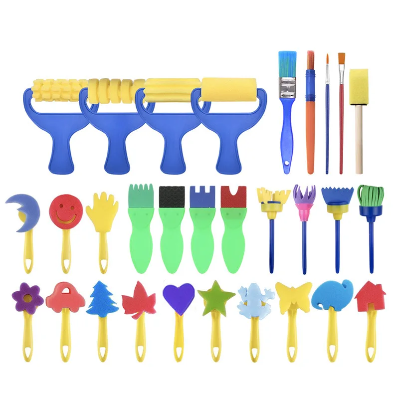 31 Pcs Early Learning Painting Drawing Crafts Assorted Sponge Painting Brush Set Craft Brushes Set for Kids
31 Pcs Early Learning Painting Drawing Crafts Assorted Sponge Painting Brush Set Craft Brushes Set for Kids