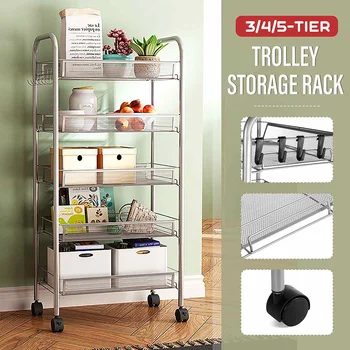 3/4/5 Layers Rolling Trolley Kitchen Trolley Cart Storage Holder Hook Rack Bathroom Home Organizer Beauty Tools Trolley + Wheels
3/4/5 Layers Rolling Trolley Kitchen Trolley Cart Storage Holder Hook Rack Bathroom Home Organizer Beauty Tools Trolley + Wheels