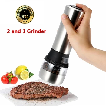 NEW 2 In 1 Electric Salt and Pepper Grinder Kitchen Spice Grinder Two Capacity Designs Seasoning Tools Battery Automatic Mills
NEW 2 In 1 Electric Salt and Pepper Grinder Kitchen Spice Grinder Two Capacity Designs Seasoning Tools Battery Automatic Mills