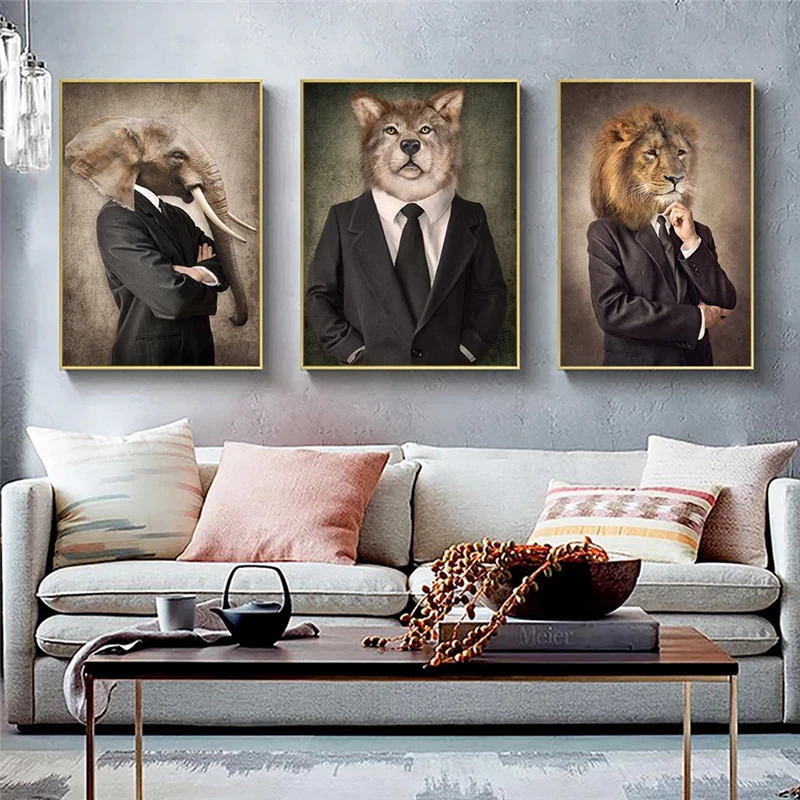 Wall Art Canvas Prints Animals On the Wall Art Wearing Clothes Dog Lion Elephant Pictures for Living Room Decorative Painting
Wall Art Canvas Prints Animals On the Wall Art Wearing Clothes Dog Lion Elephant Pictures for Living Room Decorative Painting