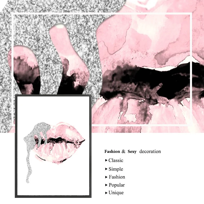 Модные настенные АРТ ПАРФЮМ губы плакат скандинавский принт на высоком каблуке