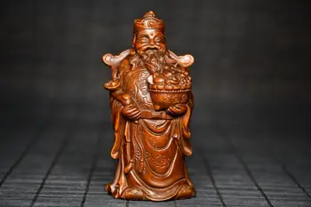 3" China Collection Old Boxwood God of wealth statue Carving the God of Wealth embraces a cornucopia Implication Lucky fortune 
3" China Collection Old Boxwood God of wealth statue Carving the God of Wealth embraces a cornucopia Implication Lucky fortune