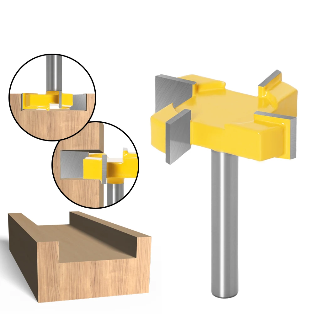 1pc 8mm Shank 4 Edge T Type Slotting Cutter Woodworking Tool Router Bits For Wood Industrial Grade Milling Cutter Slotting