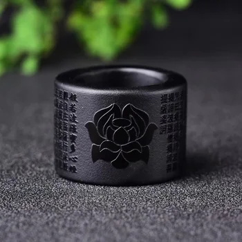 Natural Obsidian Prajna Paramita Heart Sutra Lotus Fingerstall Men's Thumb Ring Fashion Jewelry Ring
Natural Obsidian Prajna Paramita Heart Sutra Lotus Fingerstall Men's Thumb Ring Fashion Jewelry Ring