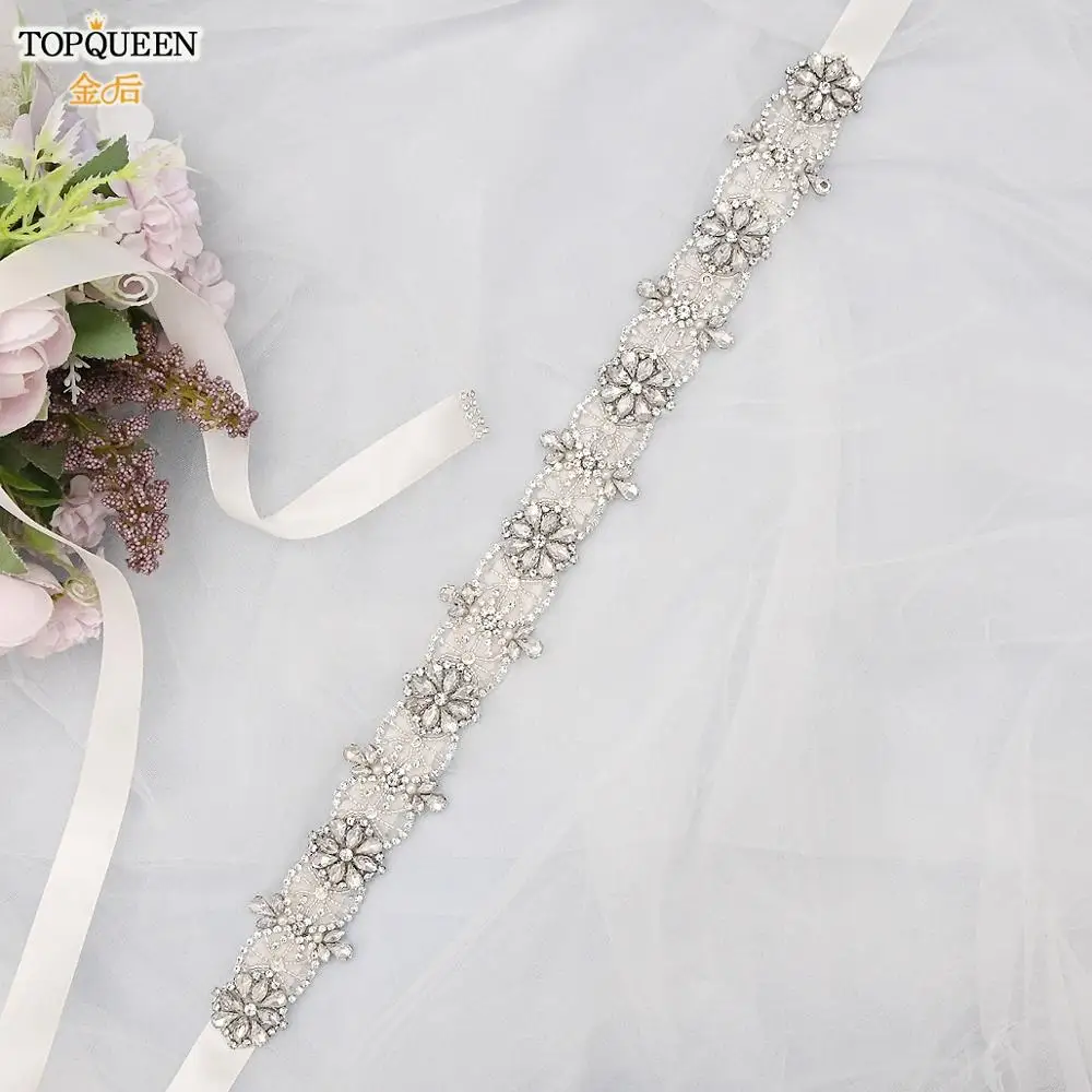 

TOPQUEEN S441 Wedding Ribbons Bridal Belt Formal Belt for Women Dresses Sewing Sash Belt Applique Female Accessories Jewel Belt
