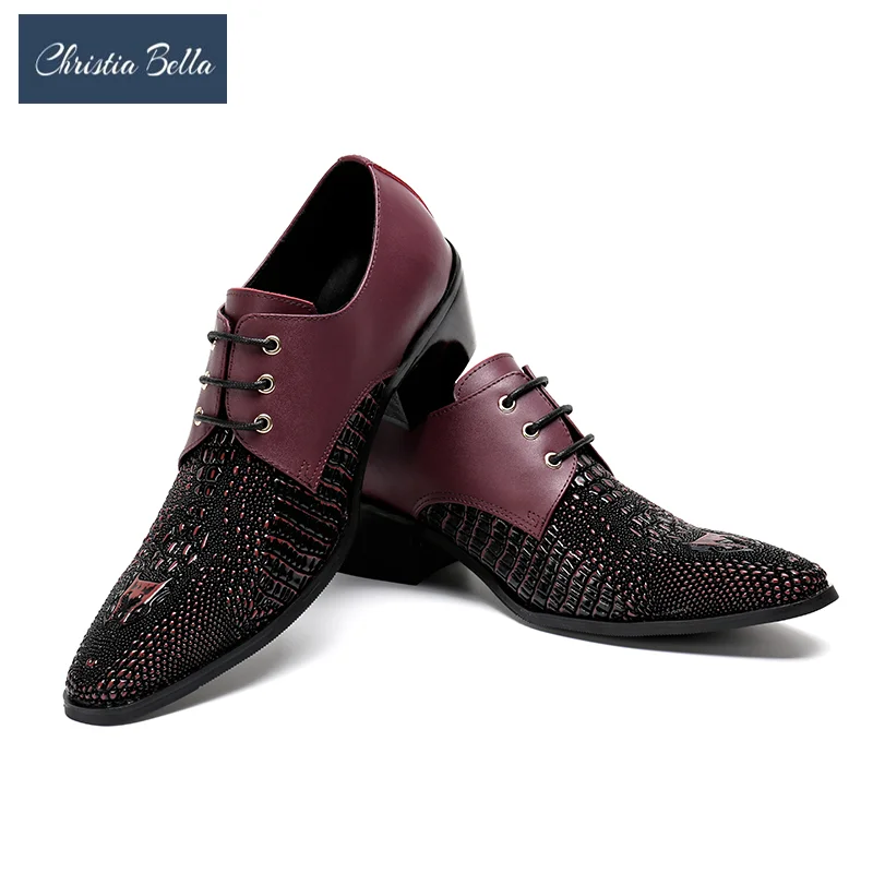 

British Style Pointed Toe Real Leather Men Oxfords Shoes Business Office Big Size Lace Up Brogue Shoes Wedding Party Dress Shoes