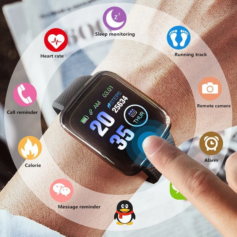 Waterproof Smart Watch Bracelet 116Plus Heart Rate Blood Fitness Tracker For Android/iOS Smart Wristband Running Pedometers
Waterproof Smart Watch Bracelet 116Plus Heart Rate Blood Fitness Tracker For Android/iOS Smart Wristband Running Pedometers