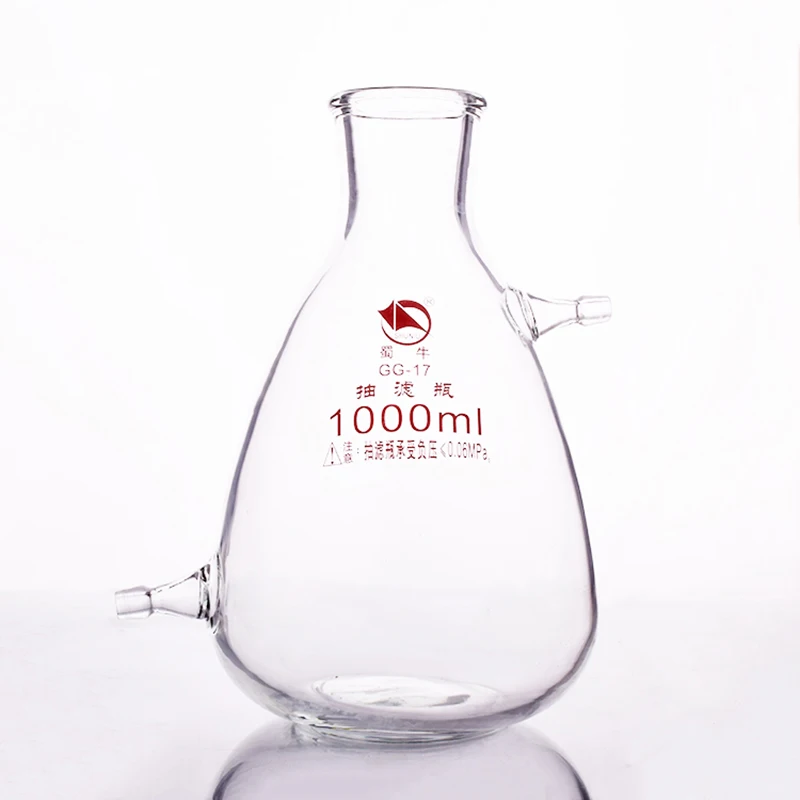 

Filtering flask with upper and bottom side tube,Capacity 1000ml,Triangle flask with tubules,Filter Erlenmeyer bottle