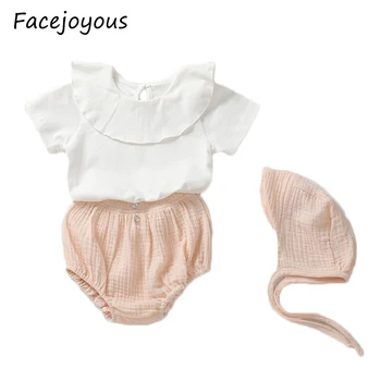 Newborn Toddler Baby Girl Clothes Set 3pcs Ruffles Short Sleeve Tops Shorts suit Summer Casual Cotton Linen Outfits Set With Hat 
Newborn Toddler Baby Girl Clothes Set 3pcs Ruffles Short Sleeve Tops Shorts suit Summer Casual Cotton Linen Outfits Set With Hat