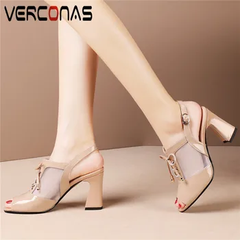 VERCONAS Women Thick Heel Bandage Casual Shoes Brand Design Genuine Leather Peep Toe Summer High Heels Sandals Shoes Woman
VERCONAS Women Thick Heel Bandage Casual Shoes Brand Design Genuine Leather Peep Toe Summer High Heels Sandals Shoes Woman