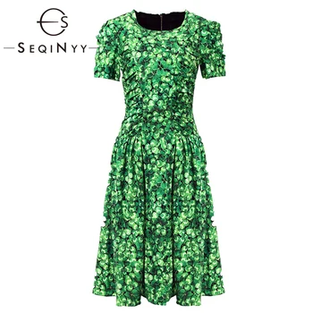 SEQINYY Runway Dress 2020 Summer Spring New Fashion Design Women Short Sleeve Lucky Grass Print Green A-line Knee Dress
SEQINYY Runway Dress 2020 Summer Spring New Fashion Design Women Short Sleeve Lucky Grass Print Green A-line Knee Dress