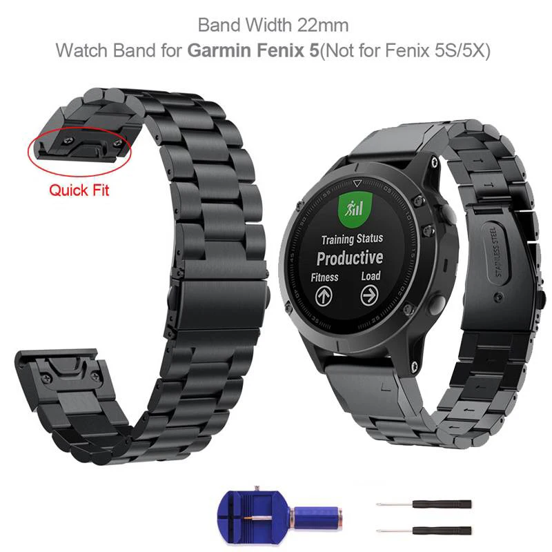 Ремешок YOOSIDE из нержавеющей стали для наручных часов Garmin Fenix 5/5 Plus/Instinct/Forerunner 935 22