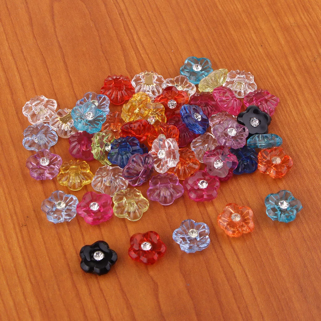 50Pcs DIY Flower Shapes Sewing Crystal Clear Buttons For Clothes Decoration Home Furniture, Hair Accessories, Jewelry Making 50Pcs DIY Flower Shapes Sewing Crystal Clear Buttons For Clothes Decoration Home Furniture, Hair Accessories, Jewelry Making