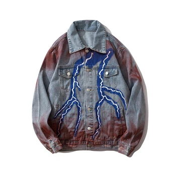 Fashion Men's Ripped Blue Graffiti Denim Jacket Urban Streetwear Hip Hop Distressed Blue Jean Jacket for Men Oversized
Fashion Men's Ripped Blue Graffiti Denim Jacket Urban Streetwear Hip Hop Distressed Blue Jean Jacket for Men Oversized