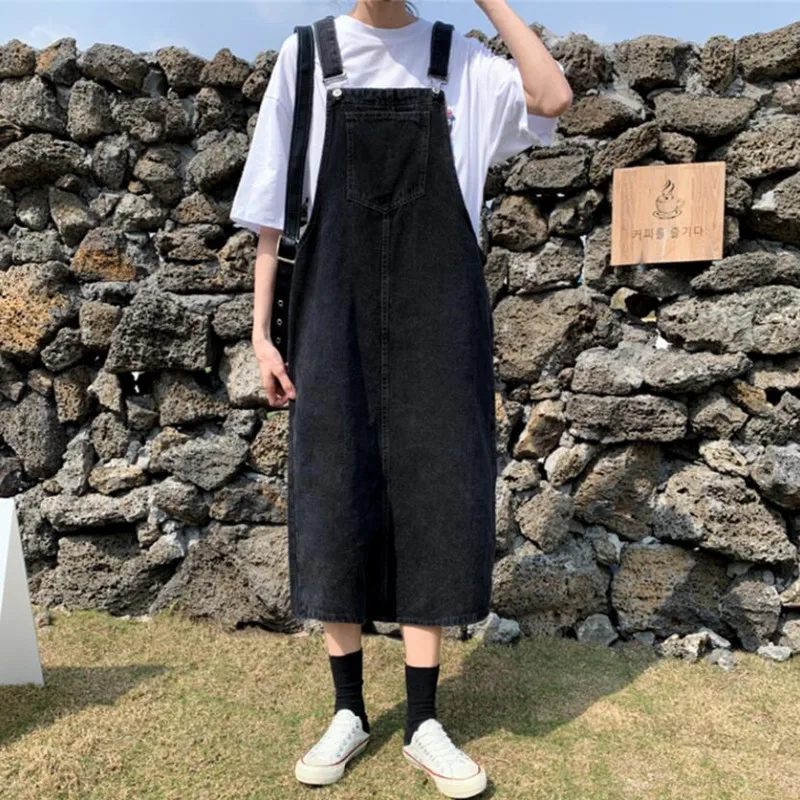 Women Black Denim Dress Sundress Summer Casual Loose Overalls Dress Female Adjustable Strap Jeans Dress s963
Women Black Denim Dress Sundress Summer Casual Loose Overalls Dress Female Adjustable Strap Jeans Dress s963