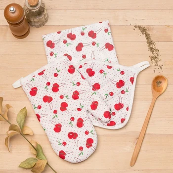 Kitchen. set 3 ave. Dolana "Cherries" oven mitt 15x15cm, mitten 23x15cm, apron 48 * 68cm, polyester 100% 3541377
Kitchen. set 3 ave. Dolana "Cherries" oven mitt 15x15cm, mitten 23x15cm, apron 48 * 68cm, polyester 100% 3541377