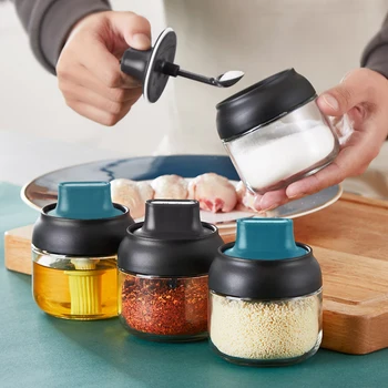 280ML Cover spoon integration honey glass Jar Spice Airtight Containers Condiment Salt Seasoning oil brush pot seasoning pot
280ML Cover spoon integration honey glass Jar Spice Airtight Containers Condiment Salt Seasoning oil brush pot seasoning pot